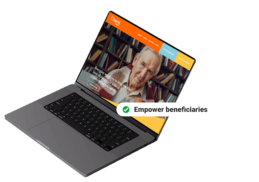 Charis Grants website in laptop Charis Grants website in laptop