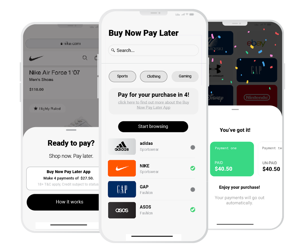 BNPL - loyalty cash out with digital gift cards app screenshots showing this process