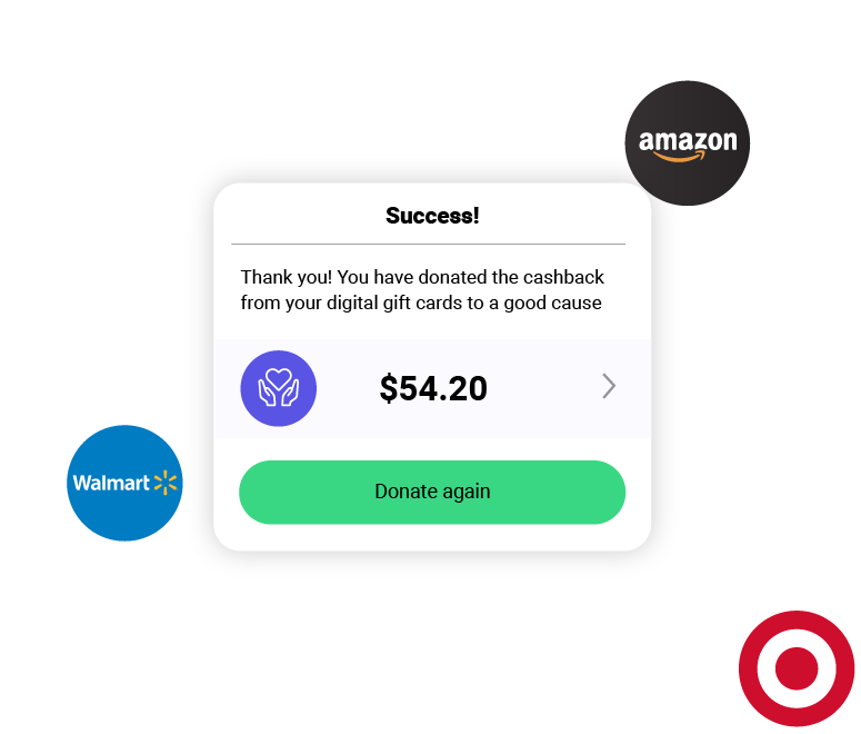 Donating cashback to charity notification Donating cashback to charity notification