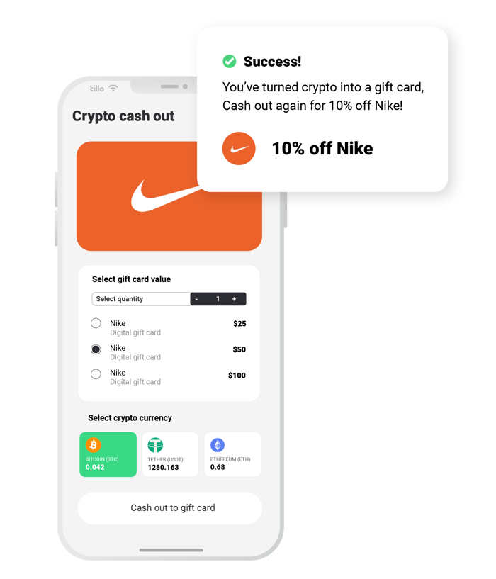 Success! Youve turned crypto into a gift card, here is a Nike reward. Success! Youve turned crypto into a gift card, here is a Nike reward.