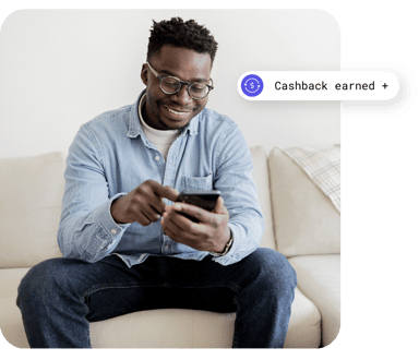 man earning cashback on device