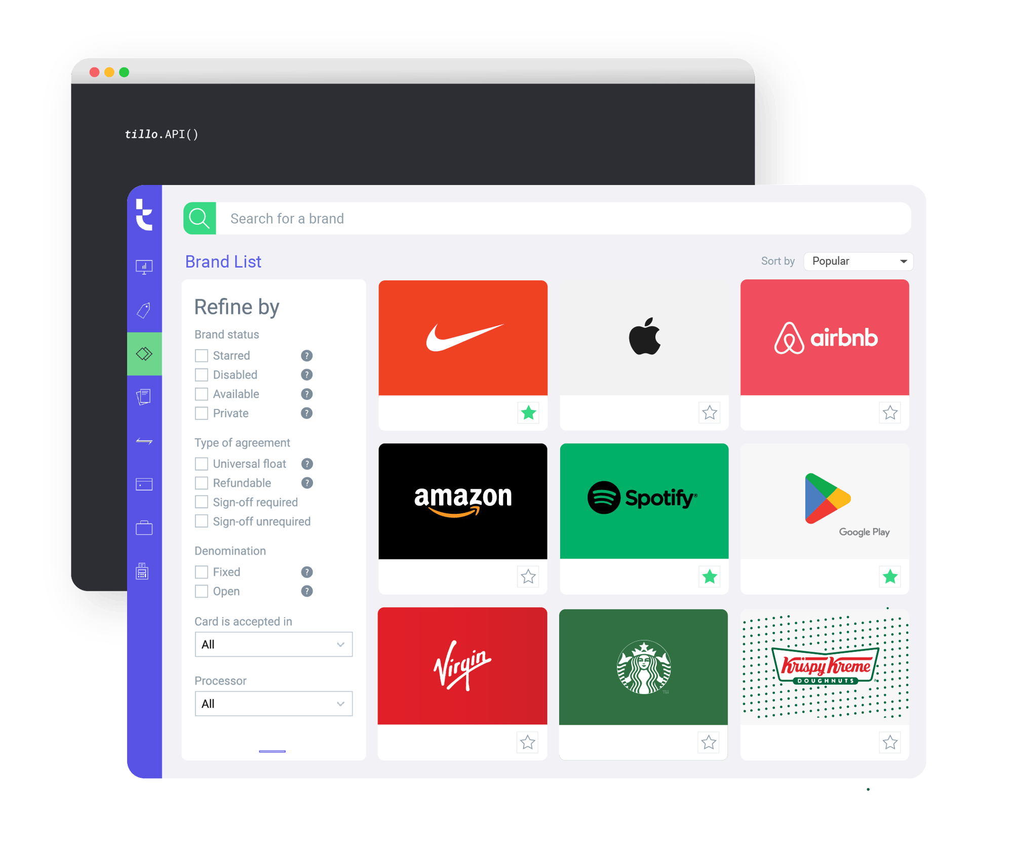 Tillo API powering the Hub