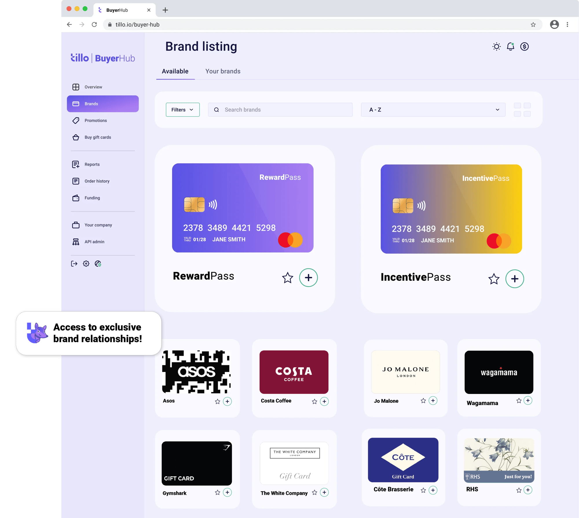 Brands in Hub Website