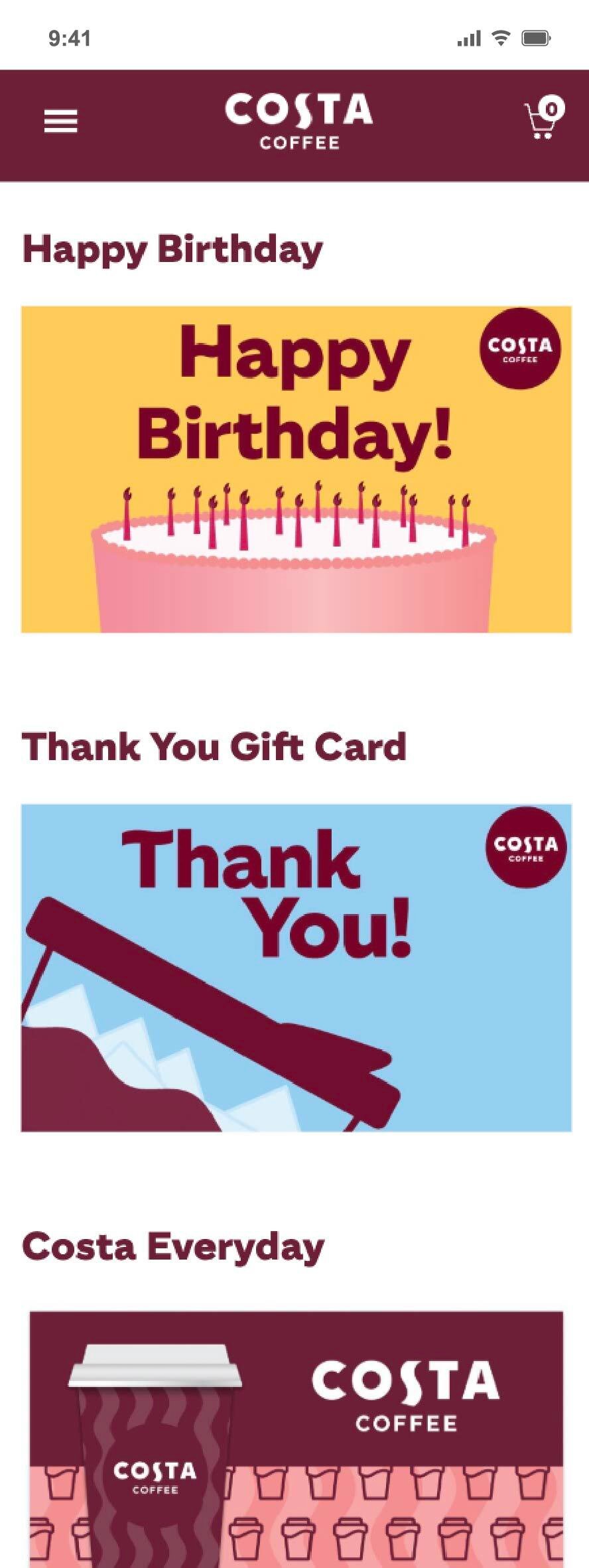 Costa Mobile Program Management Page