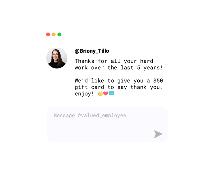 Sending a gift card as an employee reward Sending a gift card as an employee reward