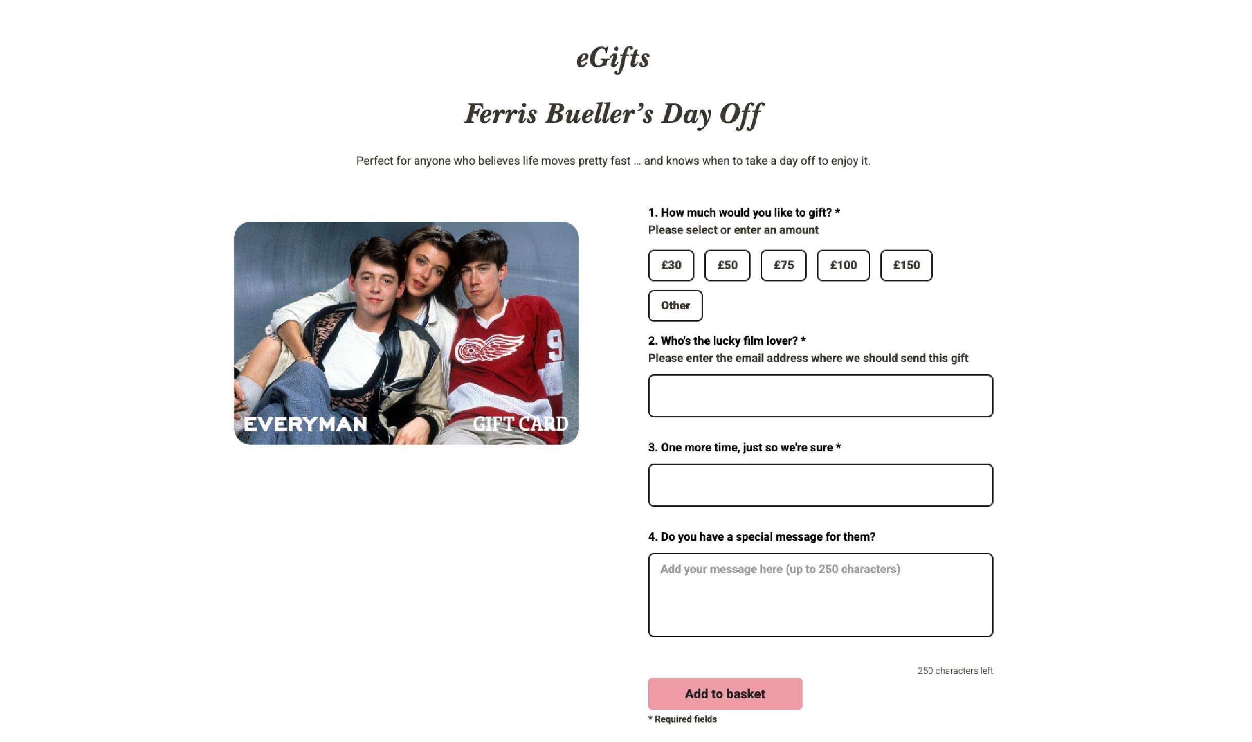 Everyman Checkout page