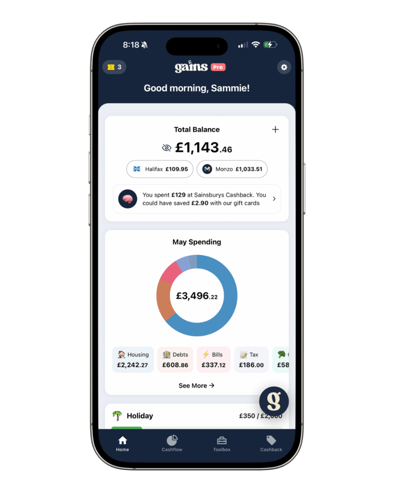 Gains App Dashboard Gains App Dashboard