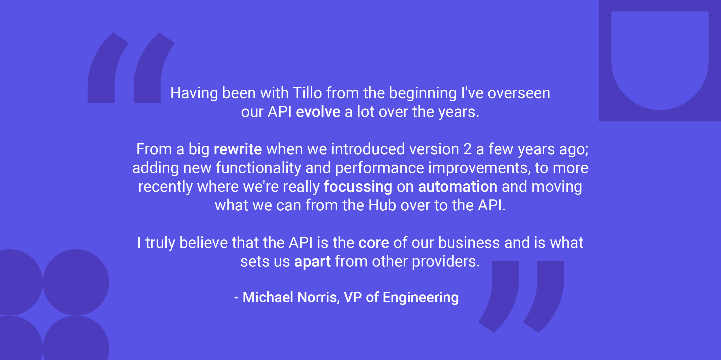 Michael Norris quote about Tillo's api platform