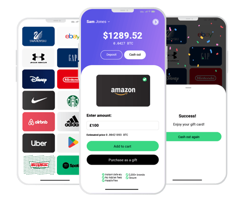 Cash-out crypto to fiat. Use of digital gift cards in crypto. 