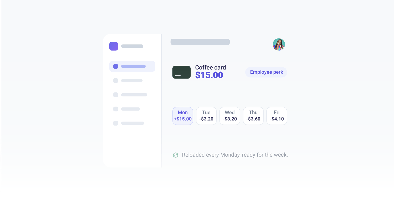 Reloadable employee perk