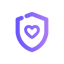 Icon showing a simplified graphic of a shield with a heart inside