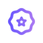 Icon showing a simplified graphic of a badge with a star inside