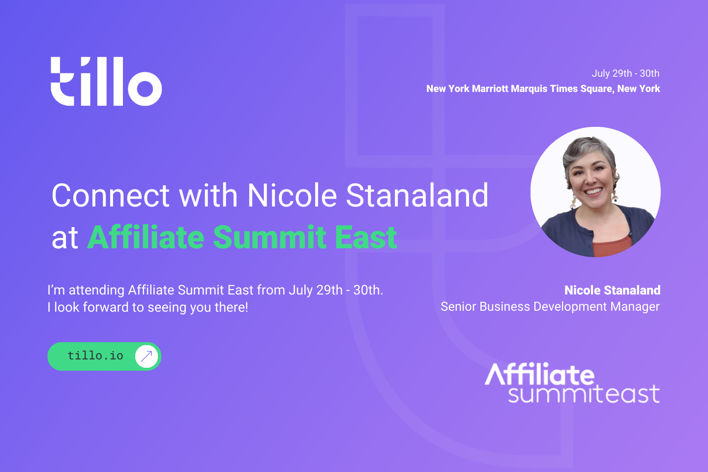 Connect with Tillo at Affiliate Summit East in New York