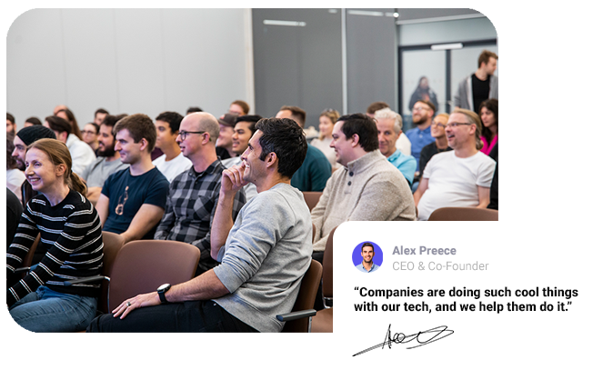 Tillo team together in Croatia. With quote from CEO & Co-Founder Alex Preece - "Companies are doing such cool things with our tech, and we help them do it." Tillo team together in Croatia. With quote from CEO & Co-Founder Alex Preece - "Companies are doing such cool things with our tech, and we help them do it."